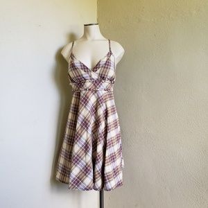 Free People Plaid Dress Casual Fit Flare Boho